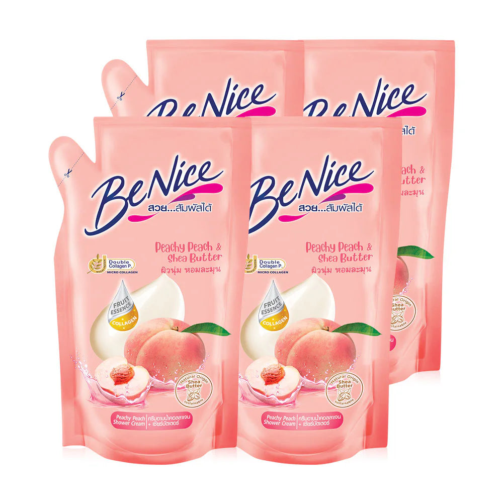 BeNice Shea Butter Peachy Peach Shower Cream 400ml x 4pcs