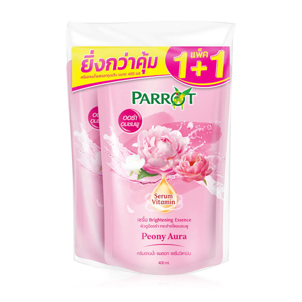 Parrot Shower Cream Serum Vitamin Peony Aura Refill 400ml x 2pcs