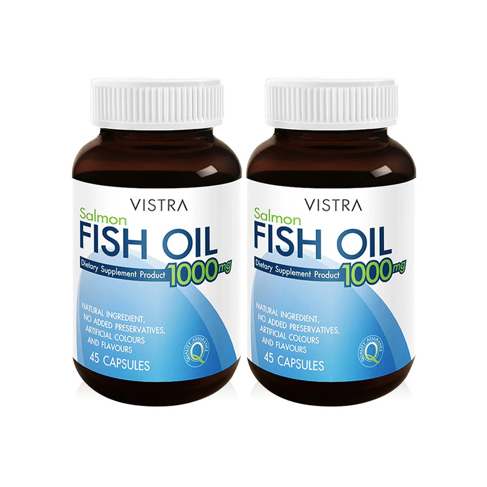 Vistra Odorless Fish Oil Value Pack 45 Capsules x 2pcs Salmon Fish Oil 1000 mg. dietary supplement mixed with Vitamin E