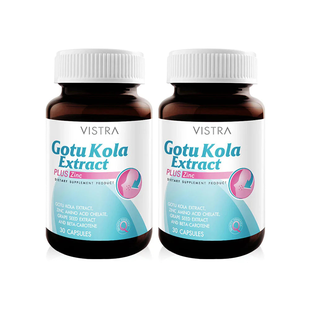 VISTRA Gotu Kola Extract Plus Zinc Dietary Supplement 30 Capsules x 2pcs