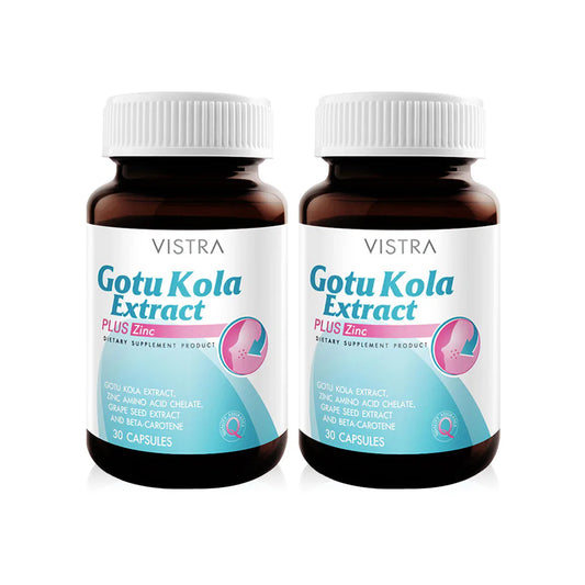 VISTRA Gotu Kola Extract Plus Zinc Dietary Supplement 30 Capsules x 2pcs