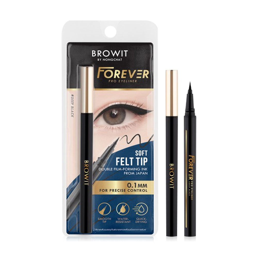 Browit Eyeliner - Deep Black Felt Tip, Waterproof & Long-Lasting