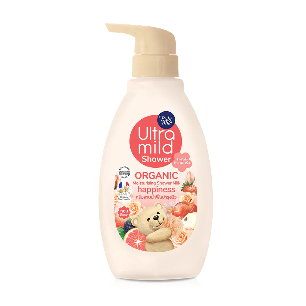 Babi Mild Ultra Mild Organic Moisturizing Shower Milk Happiness Liquid Shower Soap 380ml