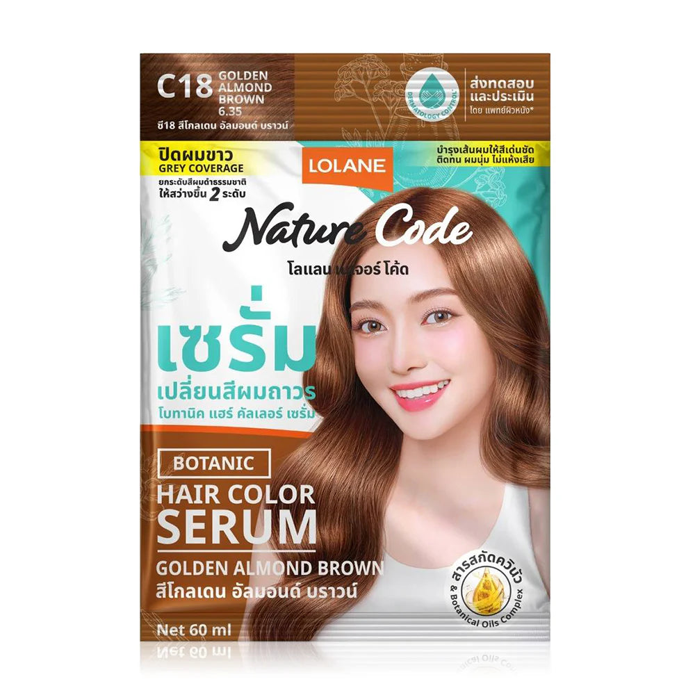 Lolane Nature Code Botanic Hair Color Serum 60ml - #C18 Golden Almond Brown