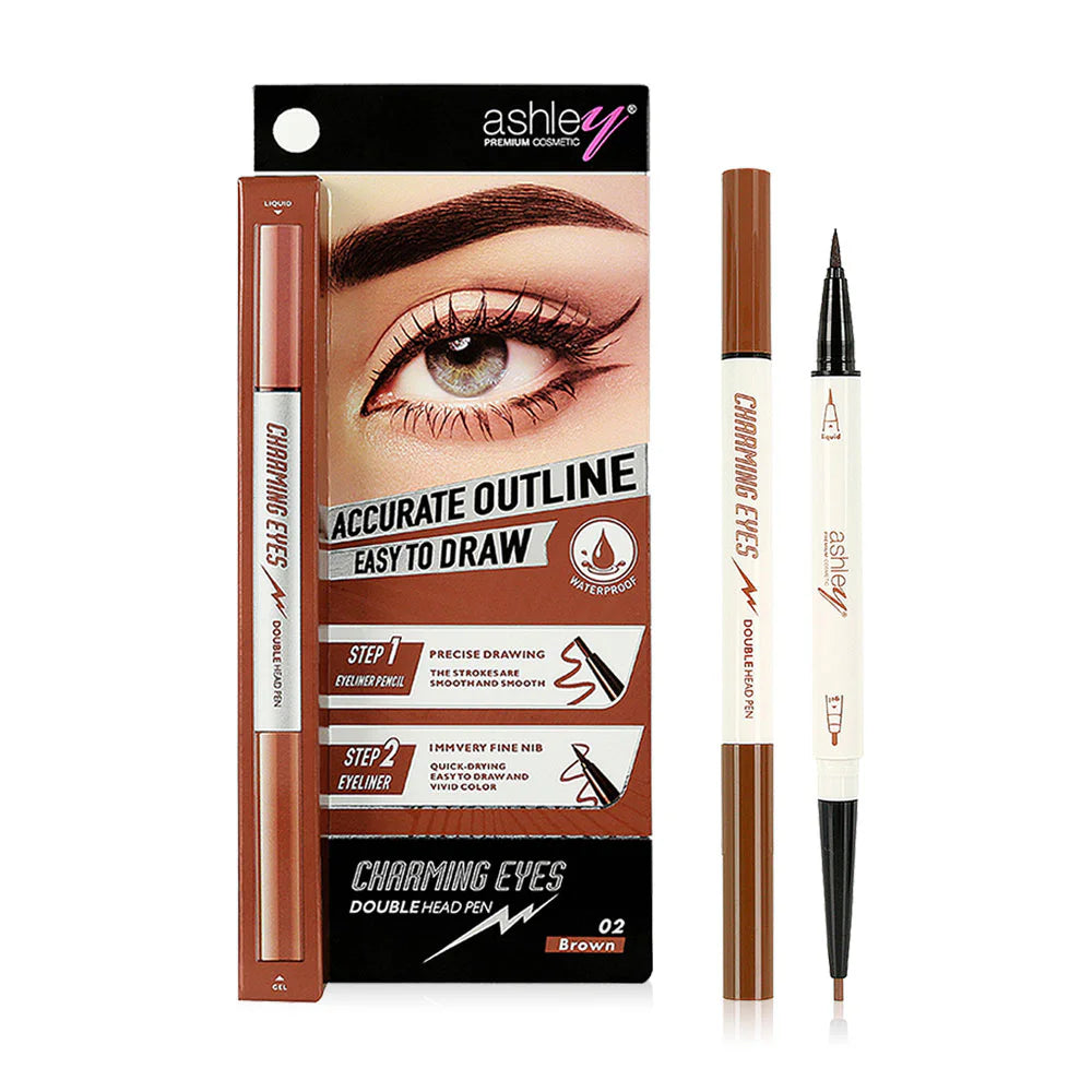 Ashley Charming Eyes Double Head Pen [0.1g x 0.35ml] #02 Brown