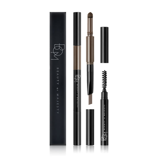 BOM Eyebrow Pencil - 3-in-1 Gray Brown with Brush - Beauty Buddy