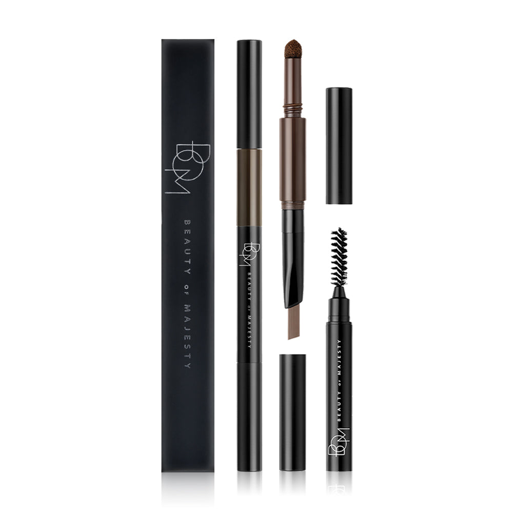 BOM Eyebrow Pencil - 3-in-1 Dark Brown with Brush and Waterproof Formula