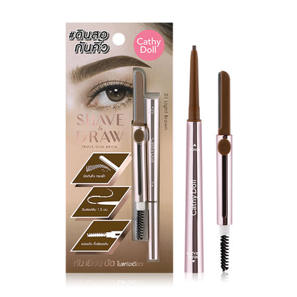 Cathy Doll Eyebrow Pencil - 3-in-1 Light Brown Formula - Beauty Buddy
