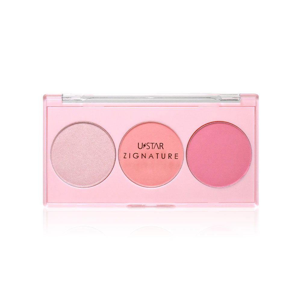 U-Star Blush & Highlight Palette - 3 Shades for Radiant Complexion