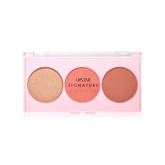 U-Star Blush & Highlight Palette - Dewy Moon 3 Shades - Beauty Buddy
