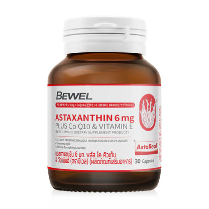 BEWEL Astaxanthin 6 Mg Plus Co-Q10 & Vitamin-E 30 Capsules