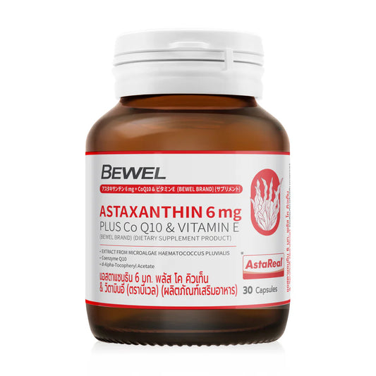 BEWEL Astaxanthin 6 Mg Plus Co-Q10 & Vitamin-E 30 Capsules