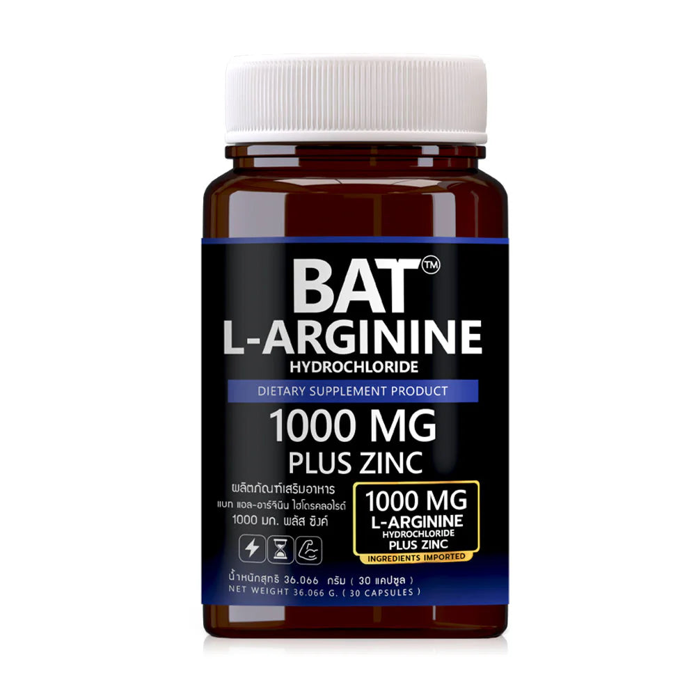 BAT L-Arginine Hydrochloride 1000mg Plus Zinc Dietary supplement 30 Capsules