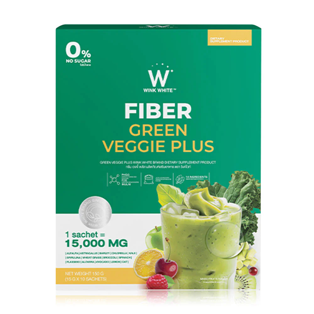 WinkWhite Fiber Green Veggie Plus Dietary Supplement 15g x 10 Sachets