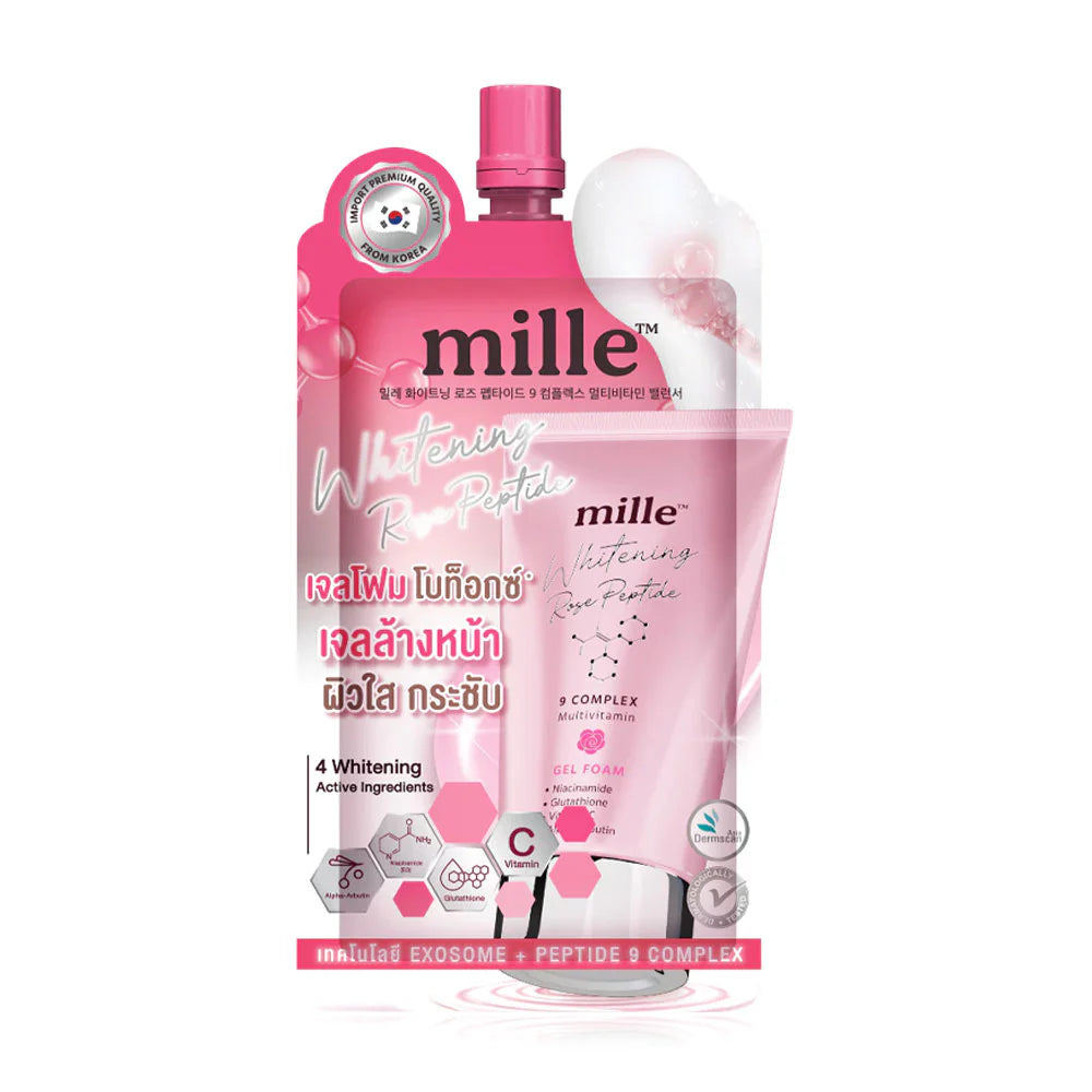 Mille Facial Cleansing Gel Foam - Whitening Rose Peptide 9 Complex