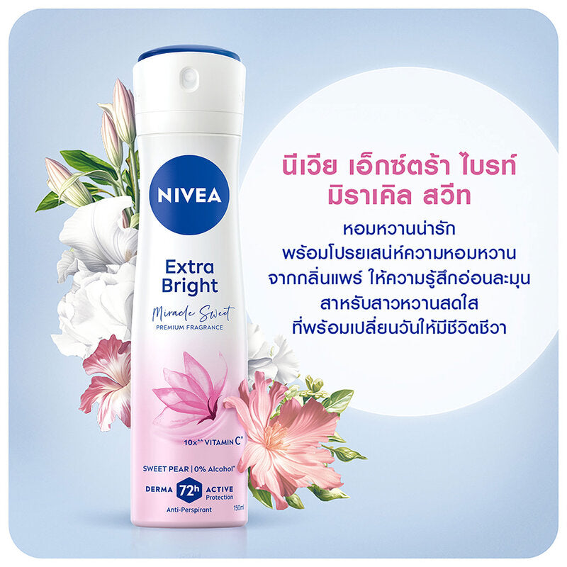 NIVEA Deodorant Spray - Extra Bright Sweet Pear Formula - Beauty Buddy