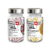 Swiss Ener By Dr.Frei Set 2 Items: Visiovit 30 Capsules + Vitamin B-Complex 30 Capsules Dietary Supplement Set