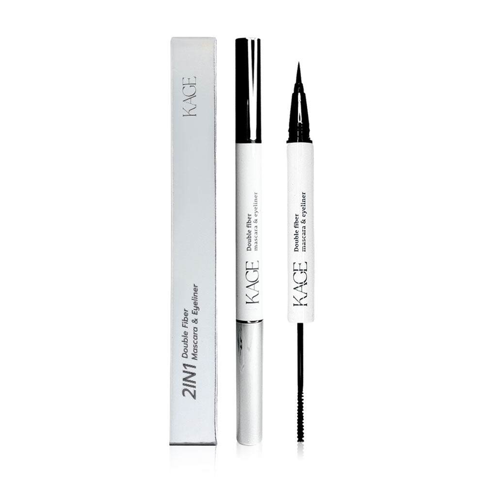 KAGE Double Fiber Mascara & Eyeliner - Waterproof Black Formula - Beauty Buddy