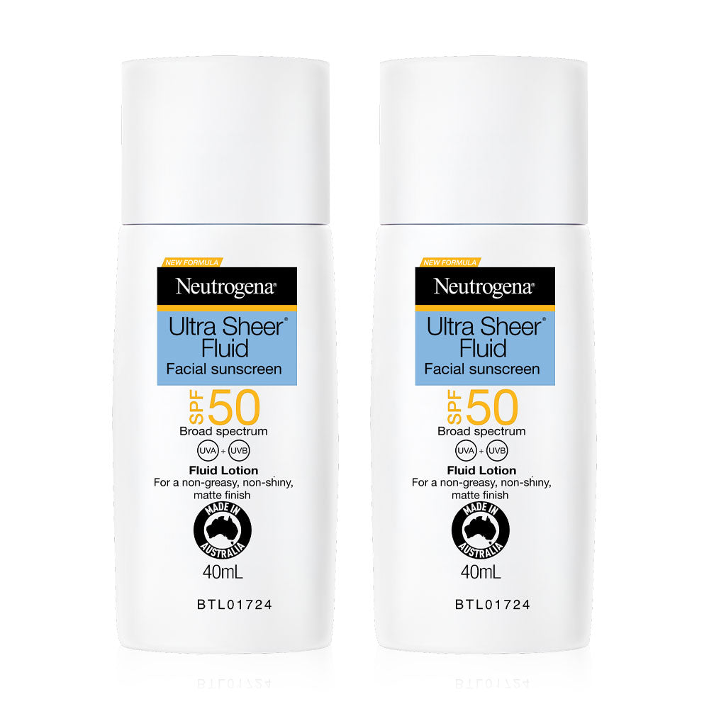 Neutrogena Ultra Sheer Fluid Facial Sunscreen SPF50 UVA+UVB Protection 40ml x 2pcs