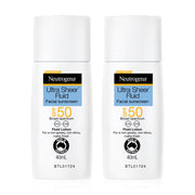Neutrogena Ultra Sheer Fluid Facial Sunscreen SPF50 UVA+UVB Protection 40ml x 2pcs