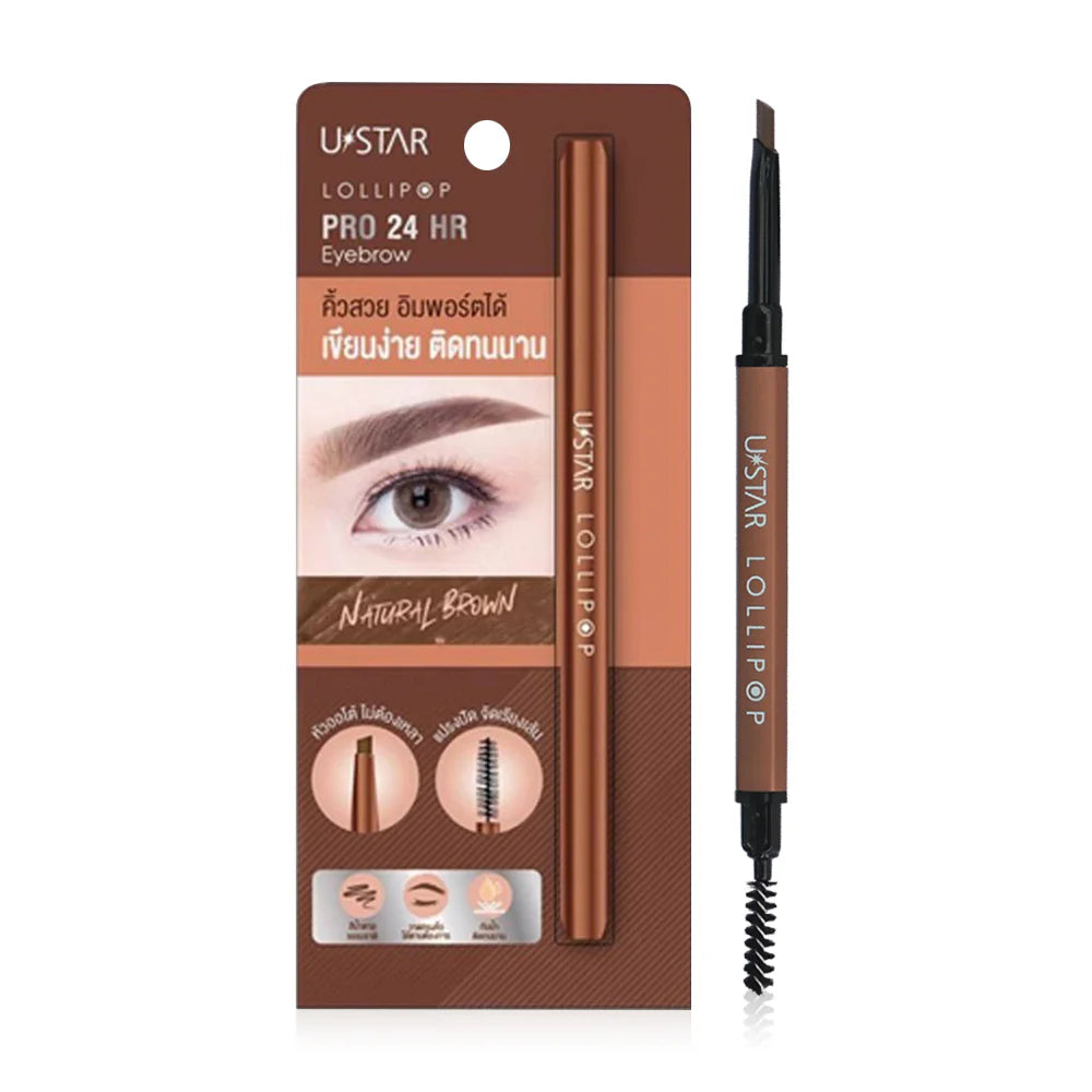 U-Star Eyebrow Pencil - 24 Hr Waterproof with Brush