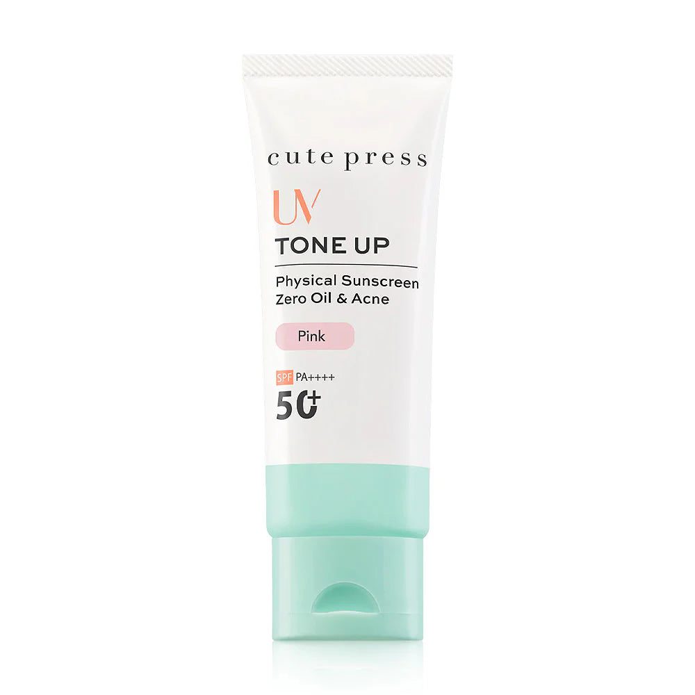 Cute Press Tone Up Zero Oil & Acne Physical Sunscreen SPF50+ PA+ 30ml #Pink