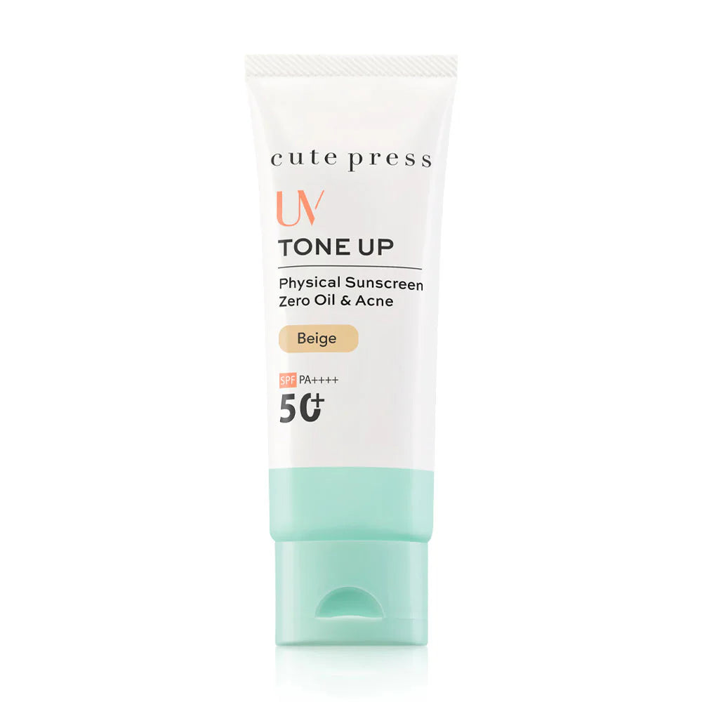 Cute Press Tone Up Zero Oil & Acne Physical Sunscreen SPF50+ PA+ 30ml #Beige