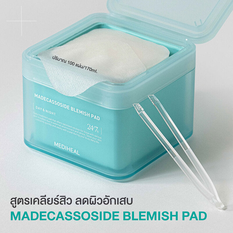 Mediheal Madecassoside Blemish Pad 170ml [100 Pads] + Pantenolips Healssence 10ml