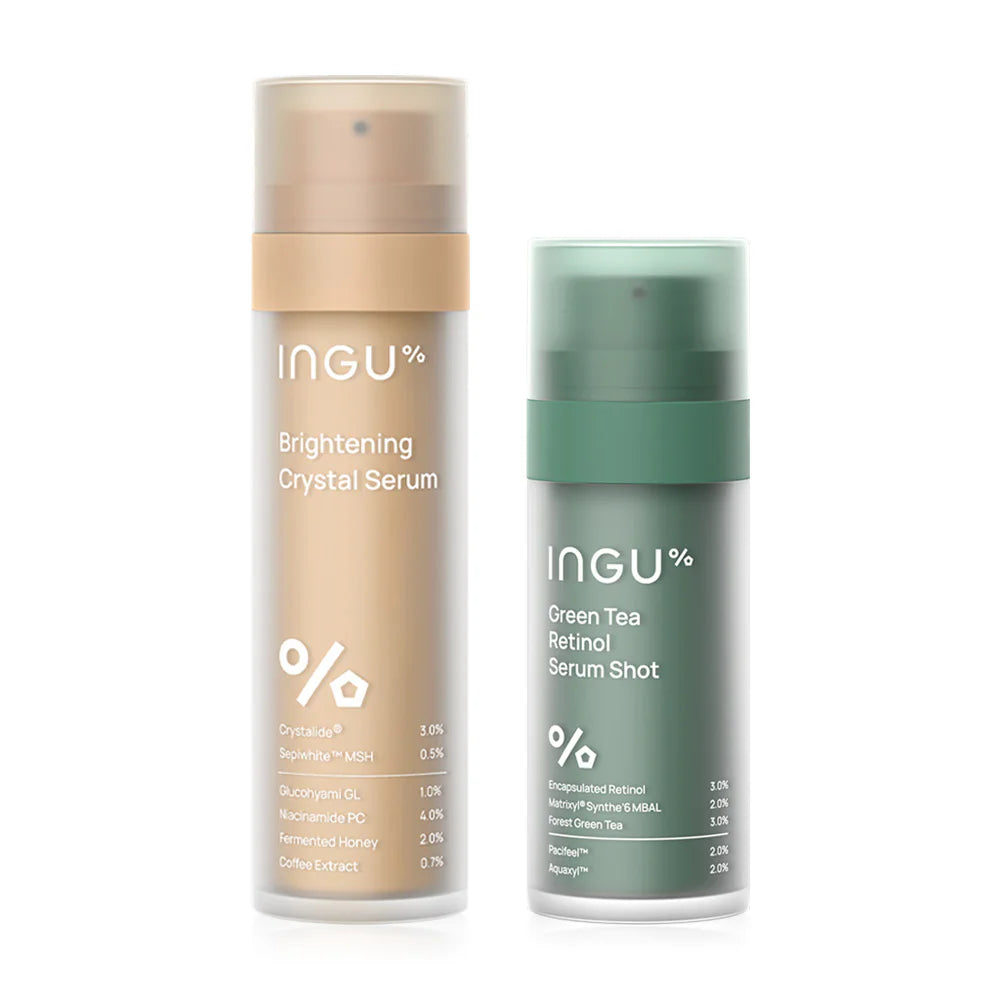 INGU Set 2Items Brightening Crystal Serum 50ml + Green Tea Retinol Serum Shot 30ml
