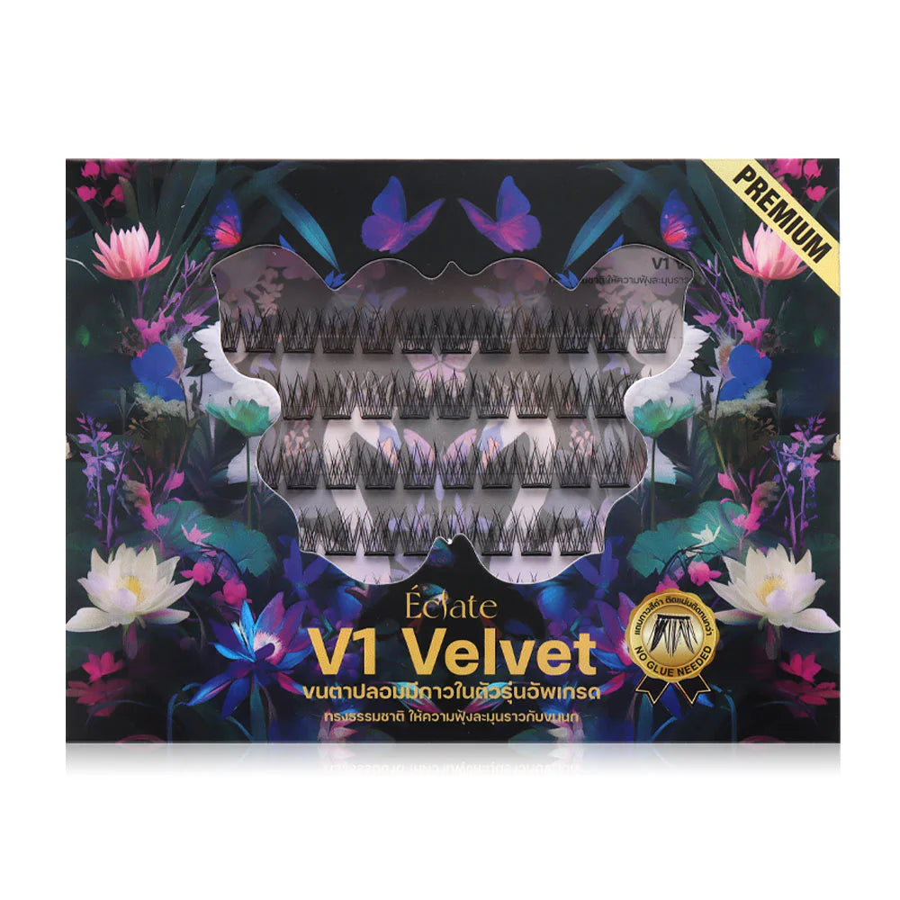 Éclate False Eyelashes 60pcs #V1 Velvet False Eyelashes with Self-Adhesive (Black Glue Strip) A-Clat