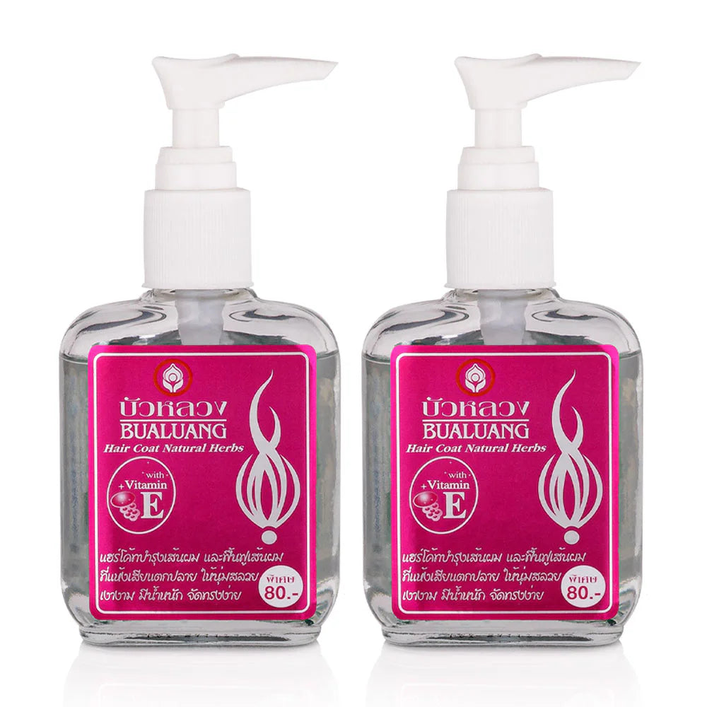 Bualuang Silky Natural Herbs Vitamin E+ Pink Flora Hair Serum 85ml x 2pcs