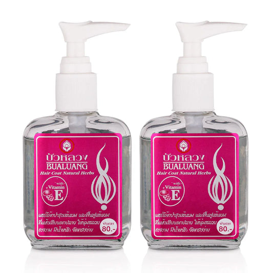 Bualuang Silky Natural Herbs Vitamin E+ Pink Flora Hair Serum 85ml x 2pcs