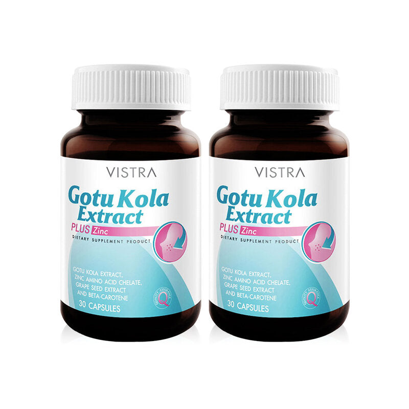 VISTRA Gotu Kola Extract Plus Zinc Dietary Supplement 30 Capsules x 2pcs