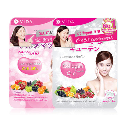 GlutaMax by Vida Set 2 Items L-Glutathione 250mg [30 Capsules] + Collagen Q10 [52 Tablets]