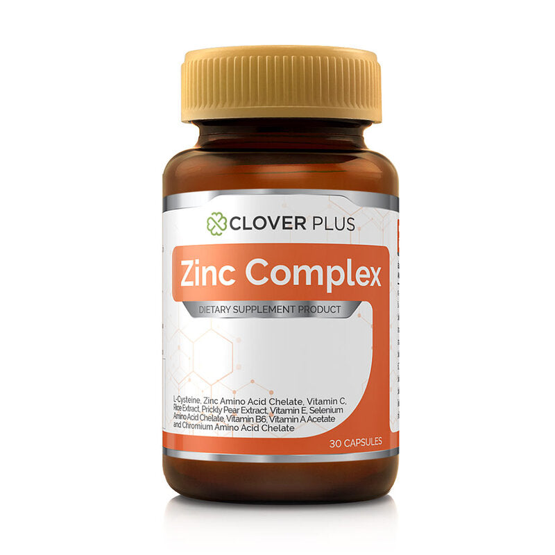 Clover Plus Zinc Complex Dietary Supplement 30 Capsules