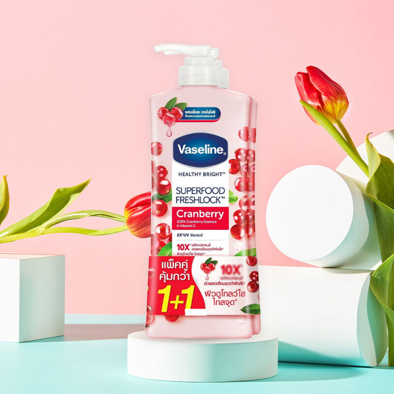 Vaseline Healthy Bright Super Food Fresh Twin Body Lotion 300ml x 2pcs
