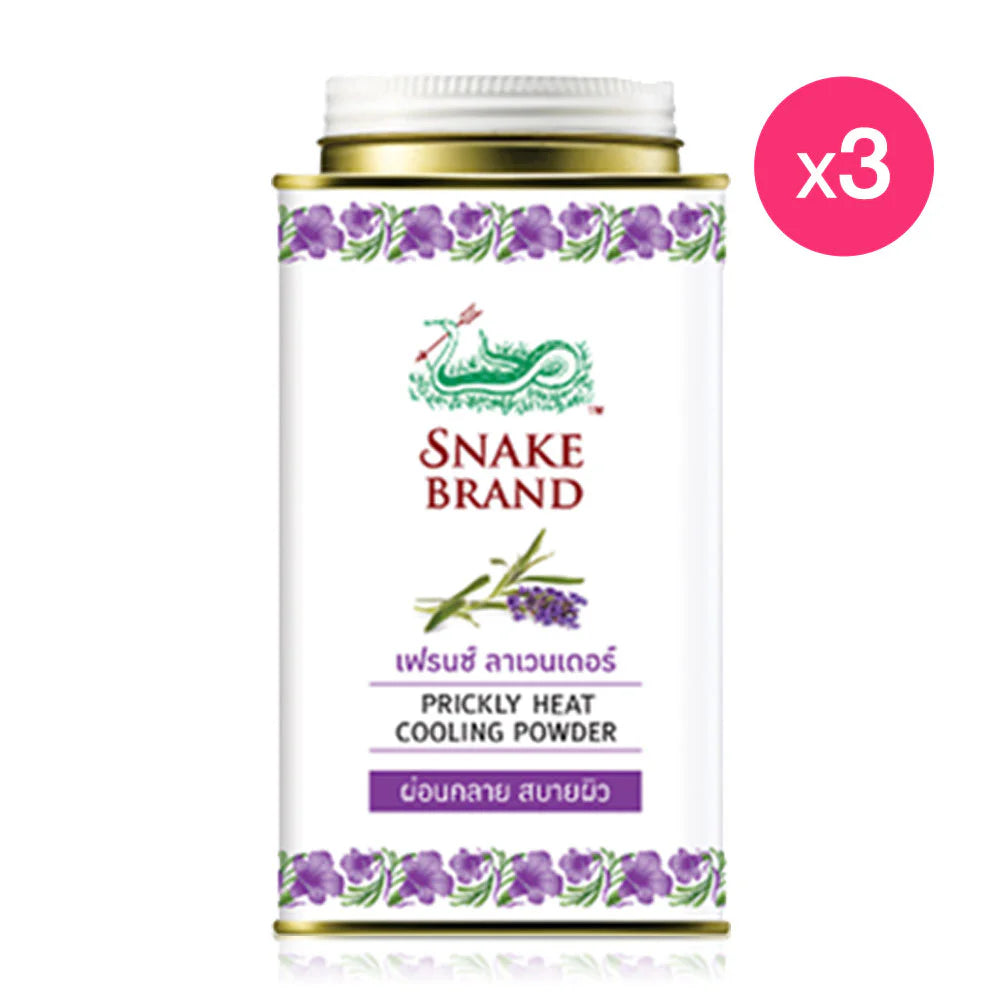Snake Brand French Lavender Prickly Heat Cooling Powder 140g x 3pcs #Relaxing