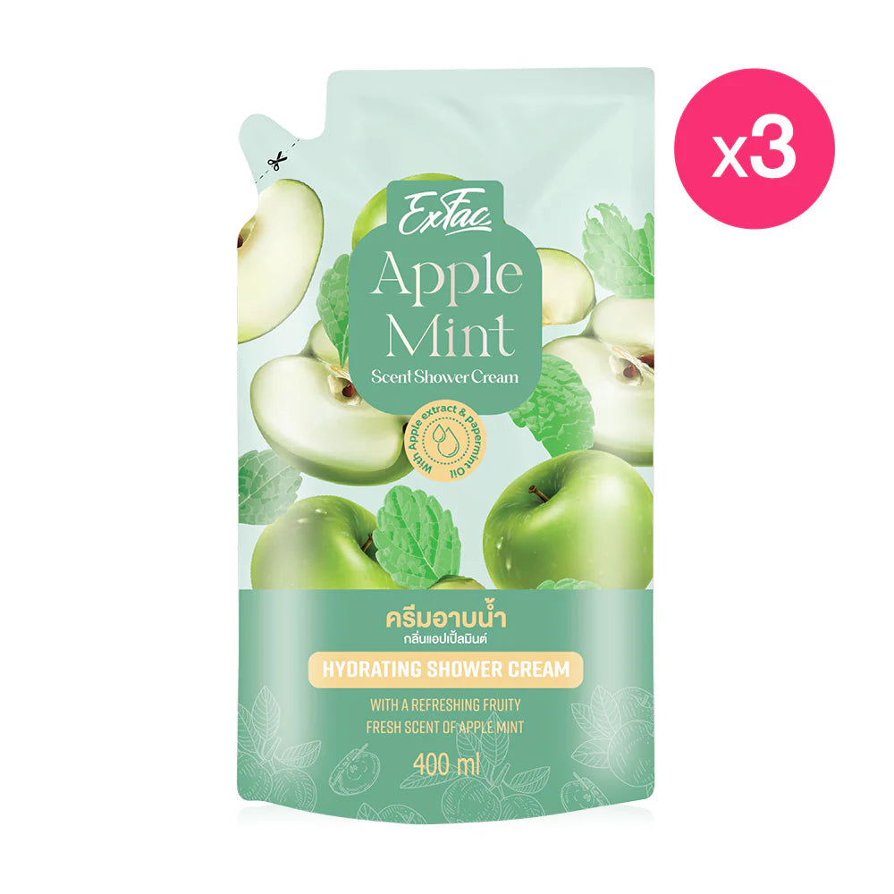 EXFAC Apple Mint Scent Shower Cream Refill 400ml x 3pcs