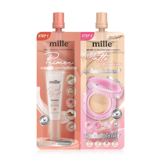 Mille 2in1 Bright Primer & Perfect Matte Cushion 8g #01 Light