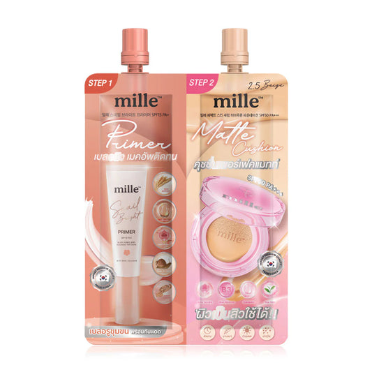 Mille 2in1 Bright Primer & Perfect Matte Cushion 8g #2.5 Beige