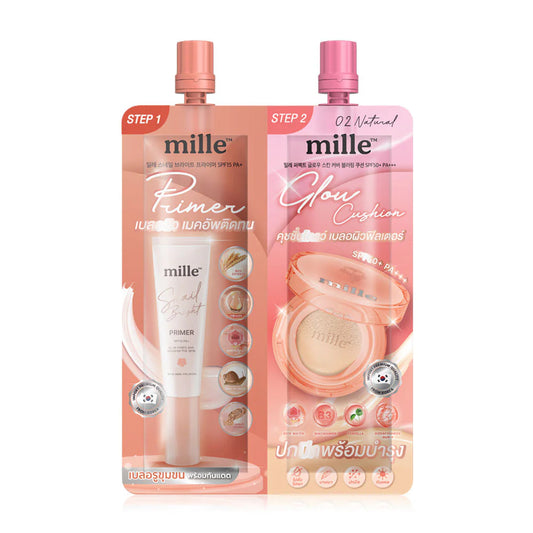 Mille 2in1 Bright Primer & Perfect Glow Cushion 8g #02 Natural