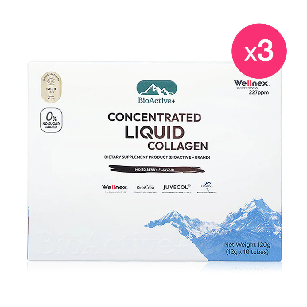 Bioactive Plus Bioactive + Concentrated Liquid Collagen Mixed Berry Flavour 10 Tubes x 3 Boxes