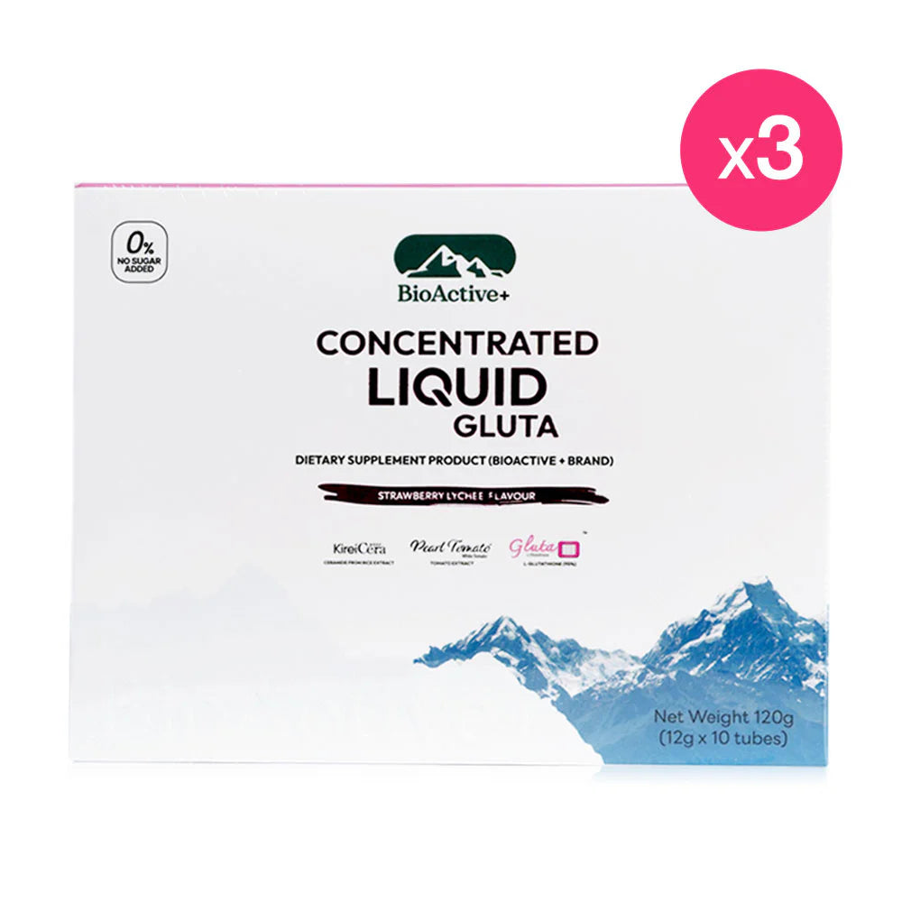 Bioactive Plus Concentrated Liquid Gluta Strawberry Lychee Flavour 10 Tubes x 3 Boxes