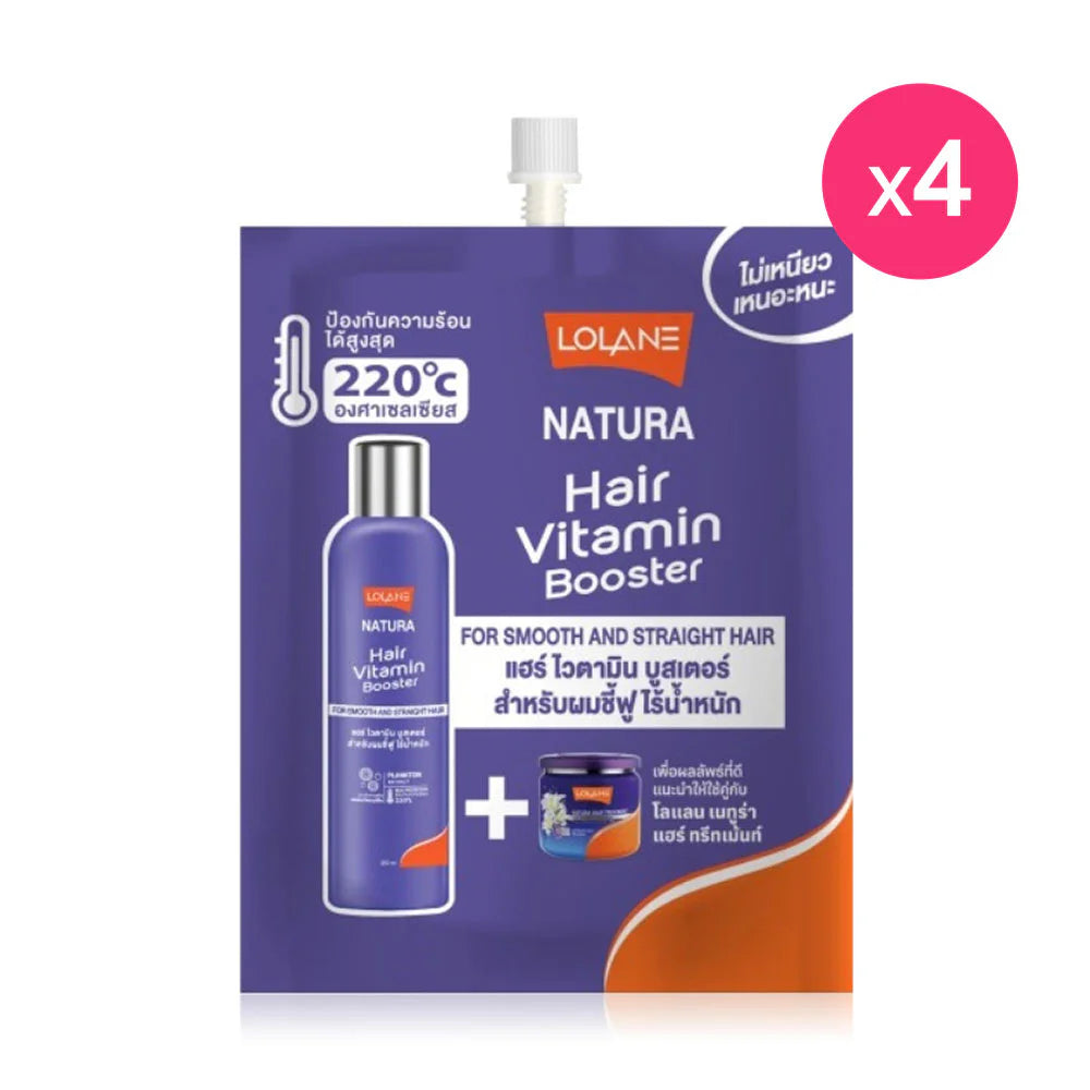 Lolane Natura Hair Vitamin Booster For Smooth And Straight Hair Leave-on Hair Treatment 20ml x 4pcs Sachet Type