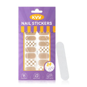 KVY Nail Stickers 14Tips #ZJ-0261 Nude Plaid