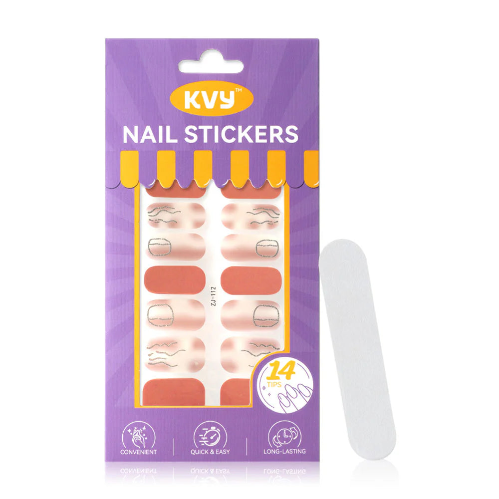 KVY Nail Stickers 14Tips #ZJ-112 Pink Geometry