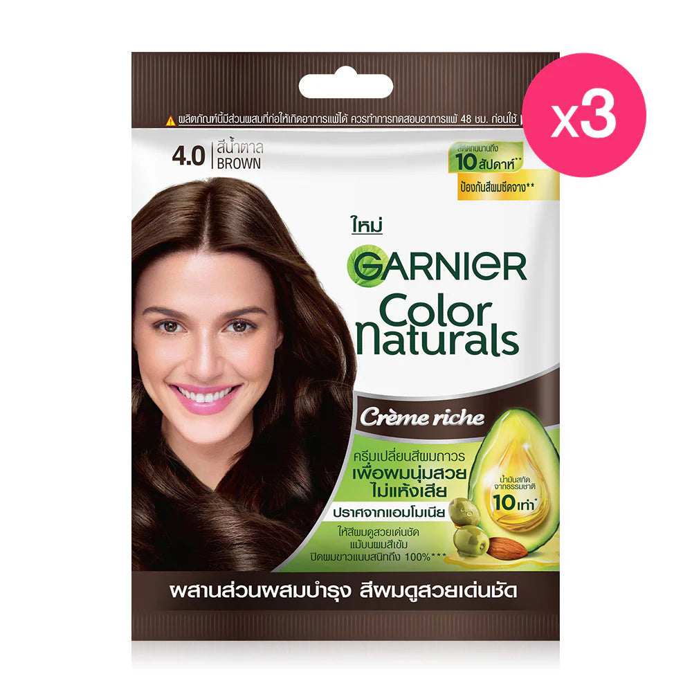 Garnier Color Naturals Creme Riche Hair Color Cream 3pcs Shade #4 Brown