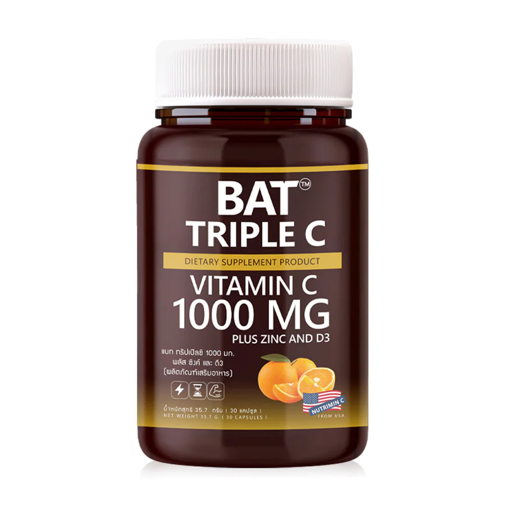 BAT Triple C 1000mg Plus Zinc and D3 30 Capsules Dietary Supplement