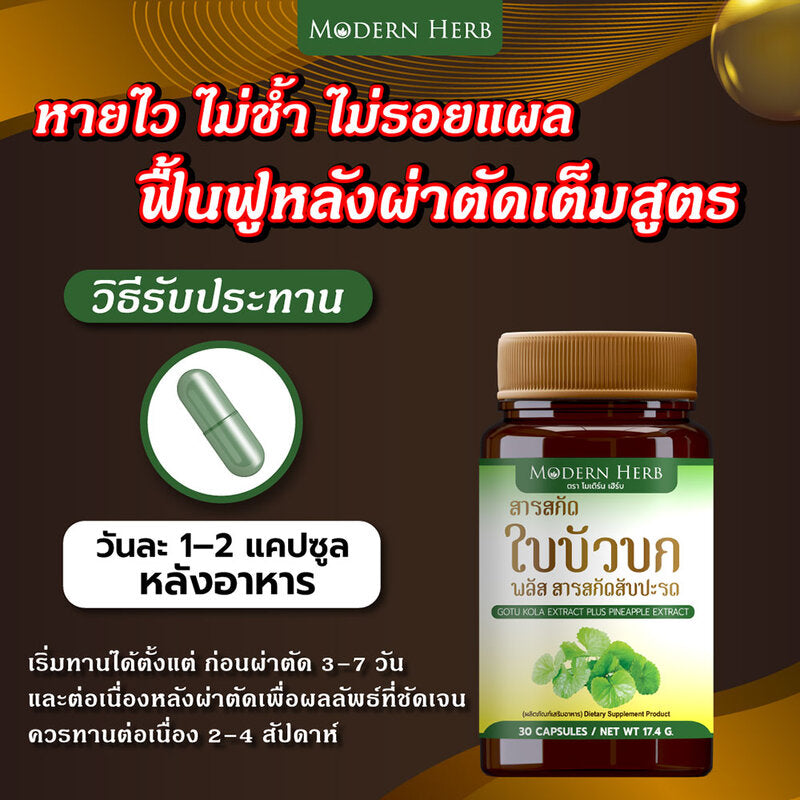 Modern Herb Gotu Kola Extract Plus Pineapple Extract Dietary Supplement 30 Capsules