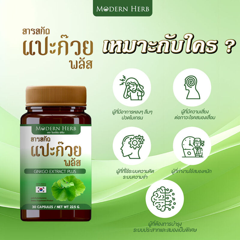 Modern Herb Ginkgo Extract Plus 30 Capsules Dietary Supplement